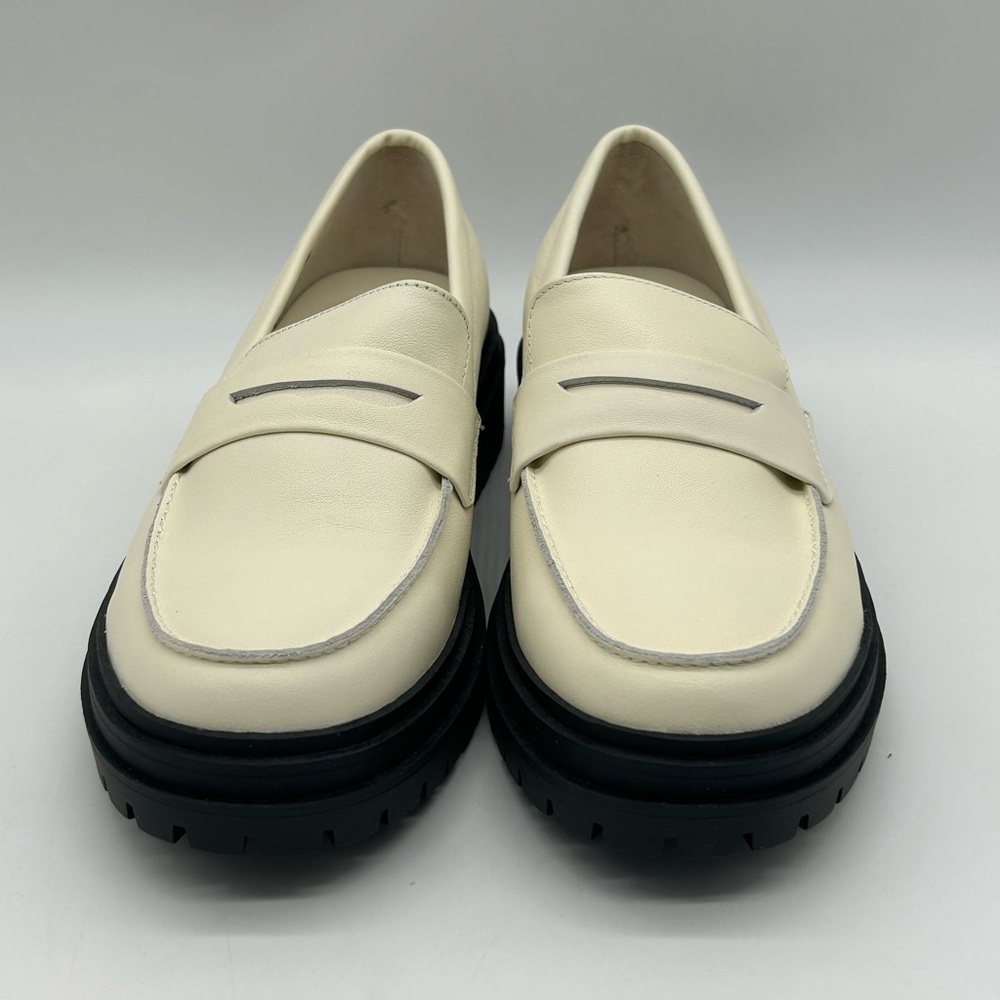 Quince Italian Cow Leather Lug Sole Loafers Bone Ivory Platform Shoes US 8 NIB - Picture 6 of 10